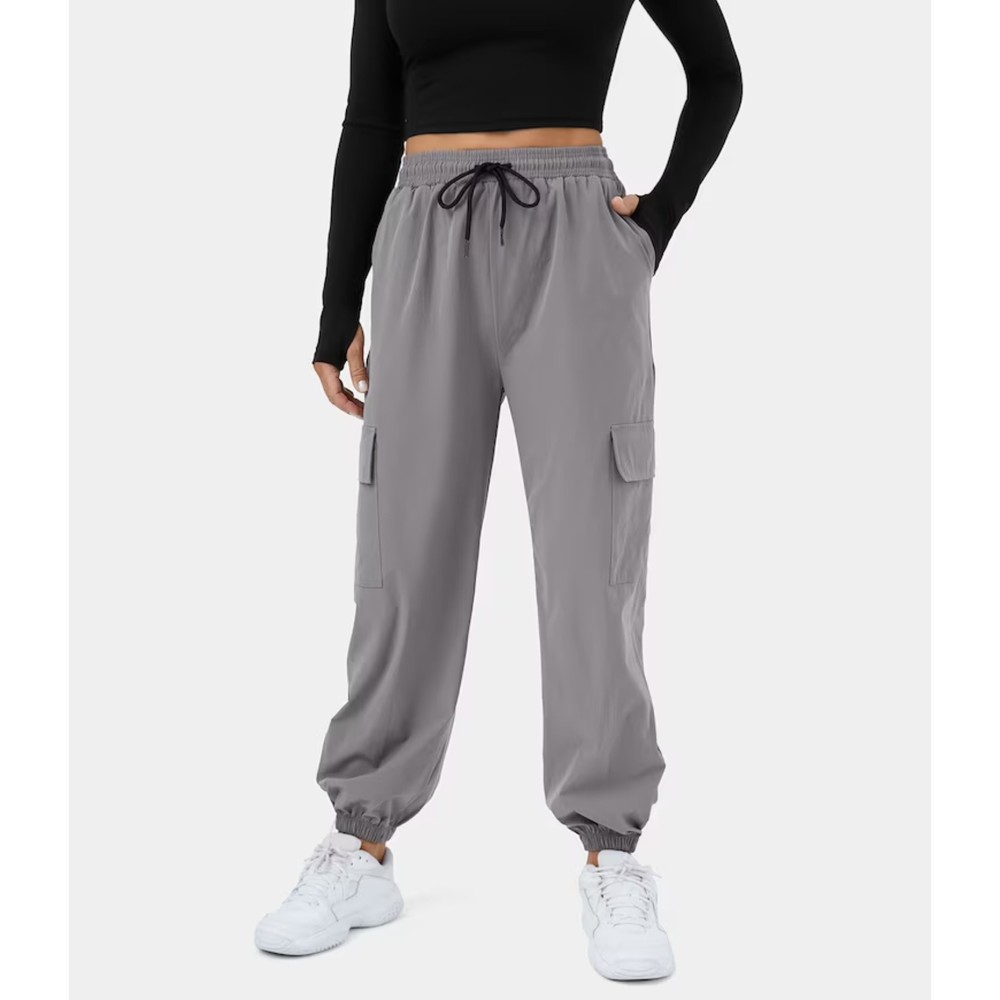 HALARA MOURNING DOVE Mid Rise Drawstring Side Pocket Casual Cargo Joggers SIZE M